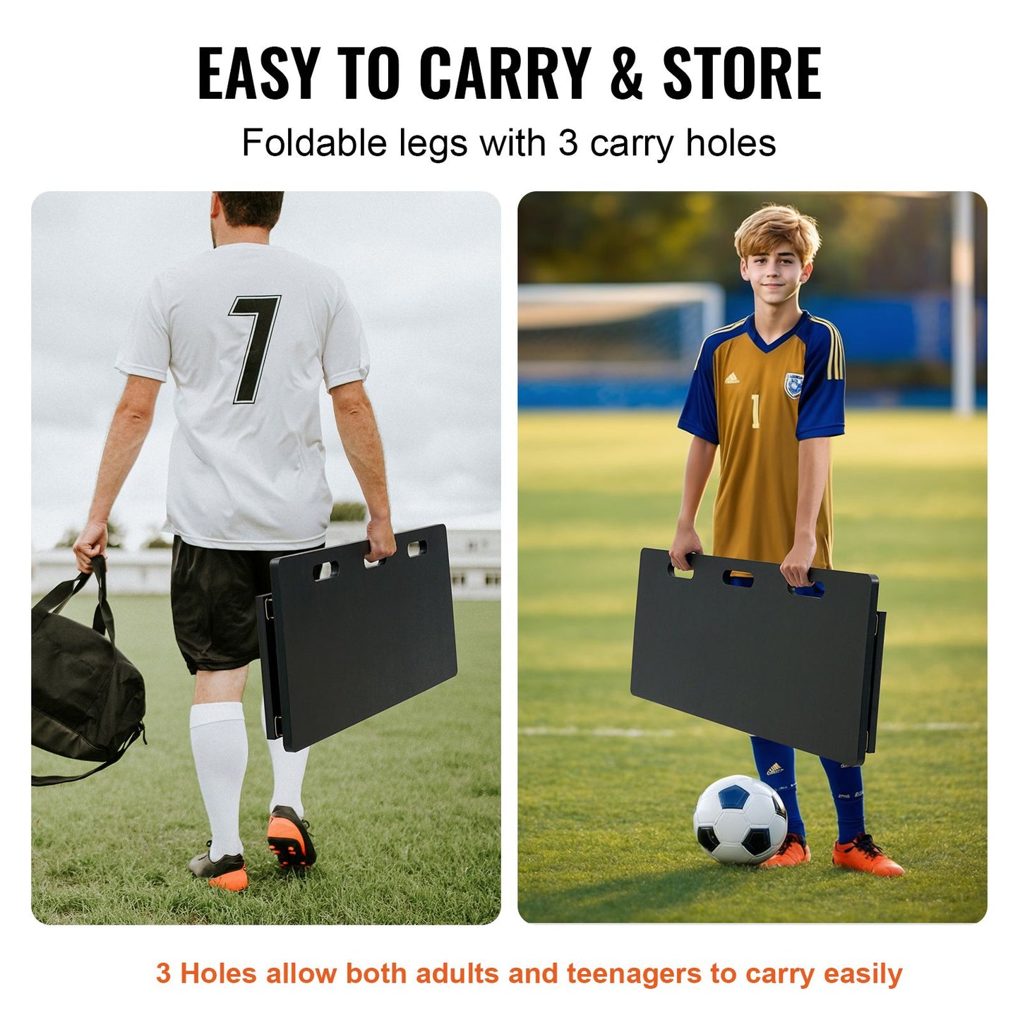 VEVOR Soccer Rebounder Board, 100x40 cm Portable Soccer Wall with 2 Angles Rebound, Foldable HDPE Kickback Rebound Board, Soccer Training Equipment for Kids and Adults, Passing & Shooting Practice