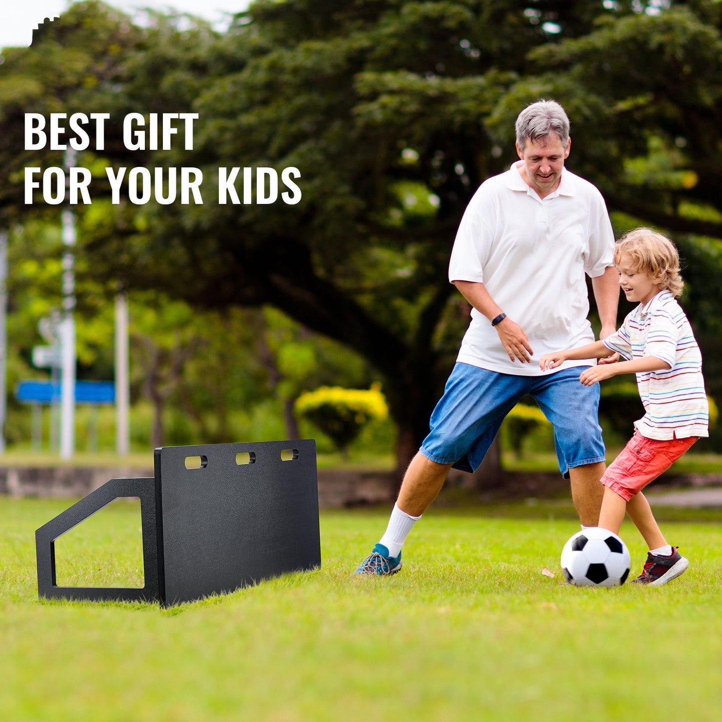 VEVOR Soccer Rebounder Board, 115x45 cm Portable Soccer Wall with 2 Angles Rebound, Foldable HDPE Kickback Rebound Board, Soccer Training Equipment for Kids and Adults, Passing & Shooting Practice