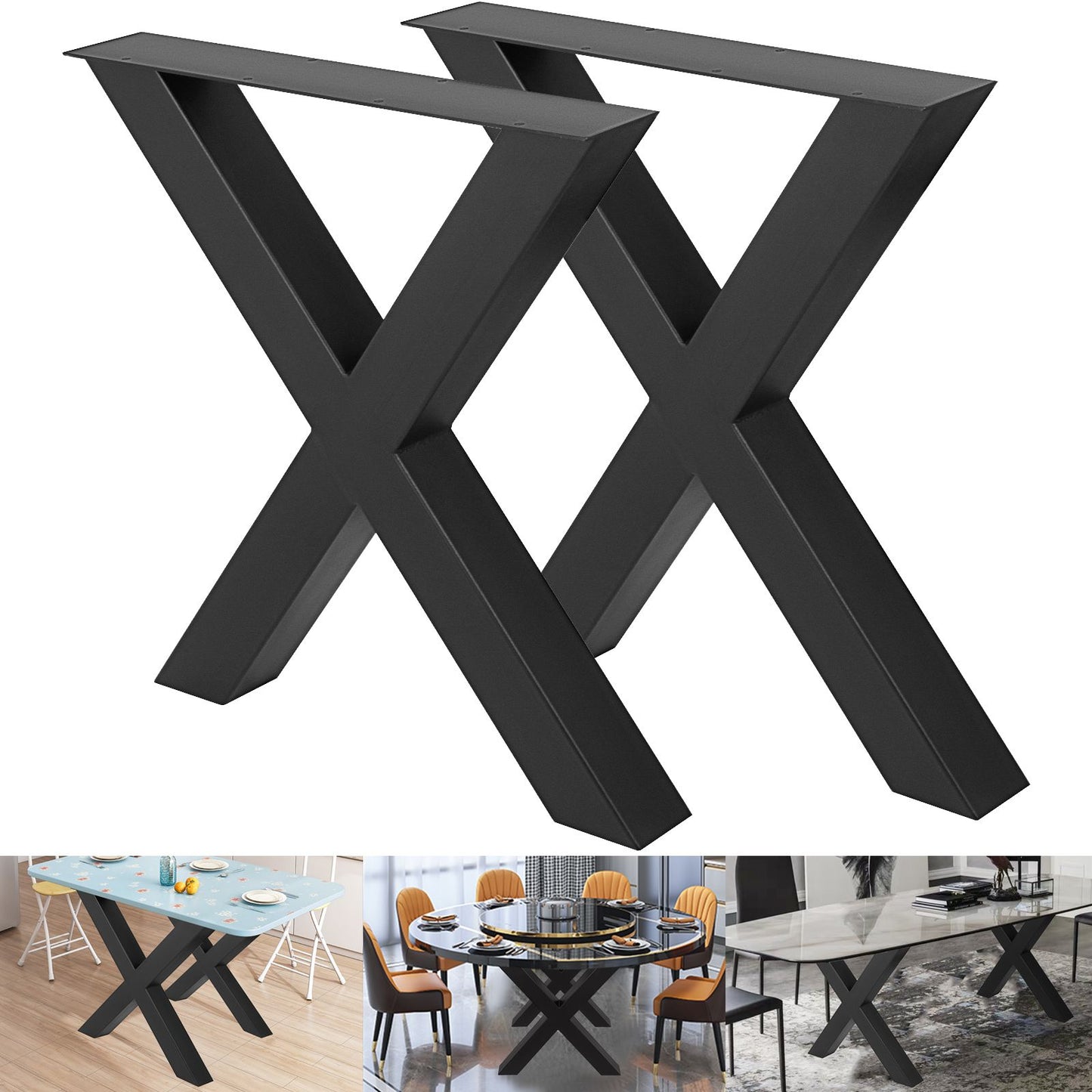 VEVOR Metal Table Legs 28.4 x 29.9 Inch Black Table Legs Premium steel table legs with X-frame style Steel Bench Legs Country Style Table Legs Furniture Leg Perfect for Coffee Store Home Office Bar