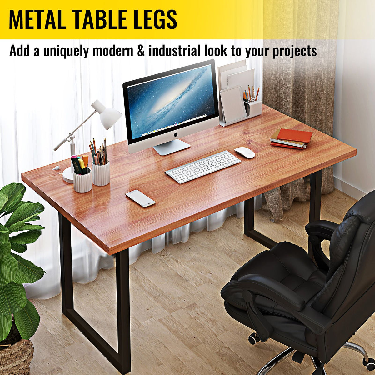 VEVOR Black Table Legs Frame Metal Dining Table Desk 600X720MM