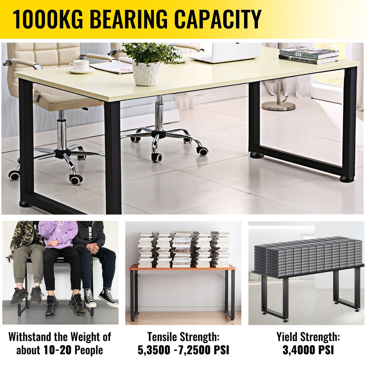 VEVOR Black Table Legs Frame Metal Dining Table Desk 600X720MM
