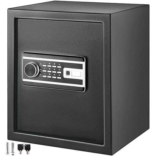 VEVOR Safe Box, 1.7 CU.FT Fingerprint Safe Box for Money with 2 Keys & Digital Keypad, Q235 Steel Safe Box for Storing Cash, Jewelry, Pistols, Documents, Watches in Home & Office & Hotel
