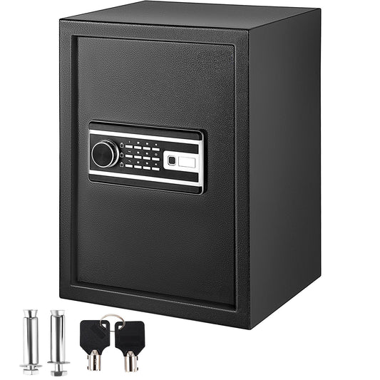 VEVOR Safe Box, 2.1 CU.FT Fingerprint Safe Box for Money w/ 2 Keys & Digital Keypad, Q235 Steel Safe Box for Storing Cash, Jewelry, Pistols, Documents, Watches in Home & Office & Hotel