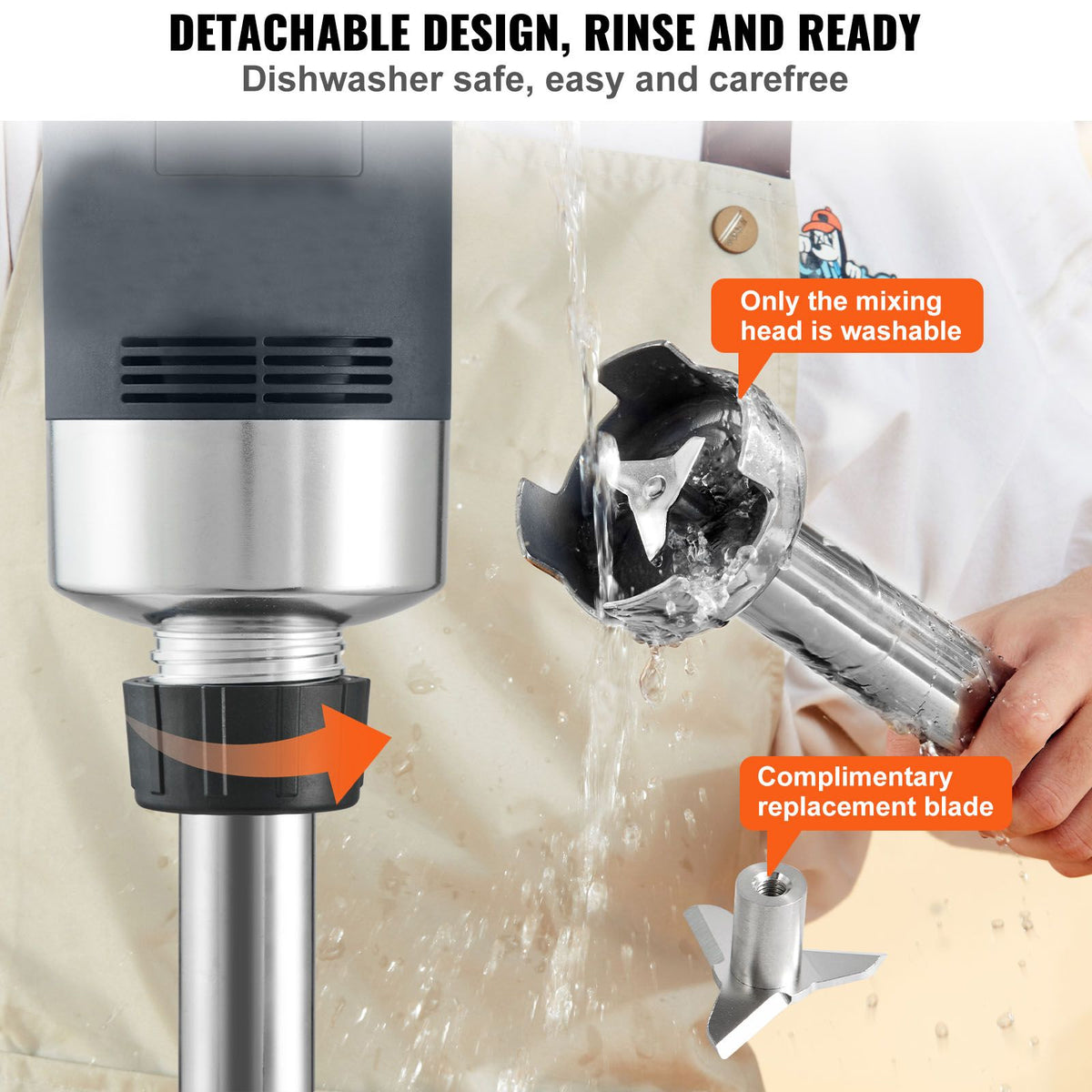 VEVOR Commercial Immersion Blender Heavy Duty Hand Mixer 750W Variable Speed