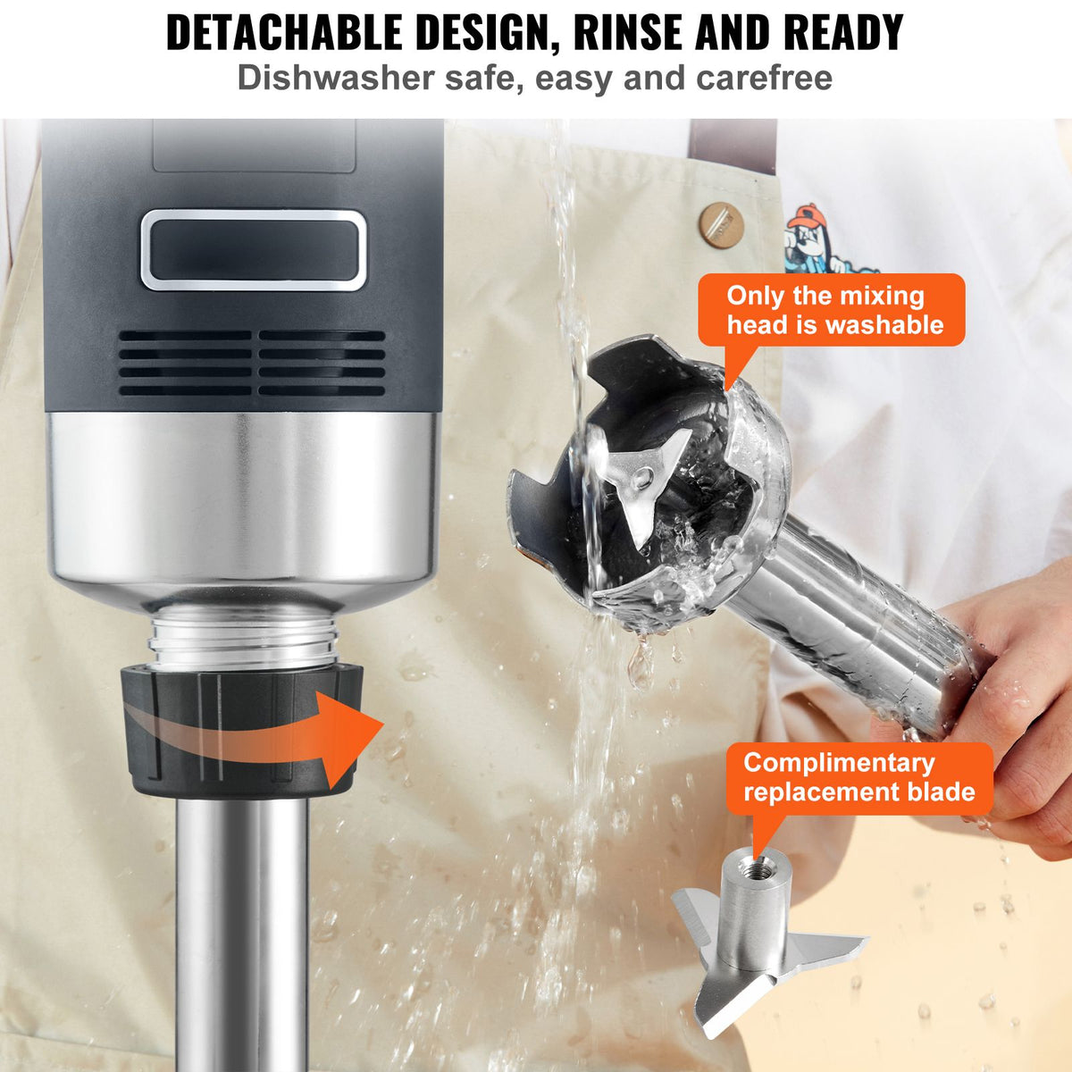 VEVOR Professional Stick Blender, 500W Powerful Handheld Mixer, Adjustable Speed with Stainless Steel Blade, Versatile Hand Mixer for Soups, Smoothies, Purees, and Baby Food