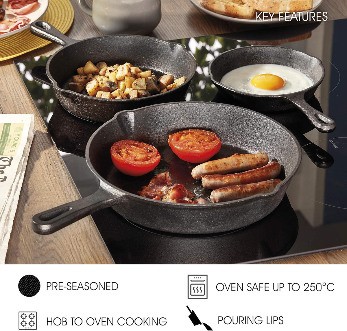 Cookware Sets Frying Cast Iron Pans Cast Iron Dish 16/20/26cm