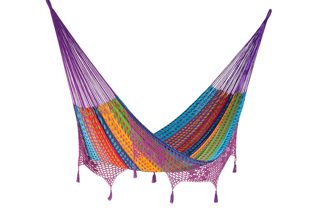 Outdoor Cotton Mayan Legacy Hammock with Hand Crocheted Tassels King Size - Colorina