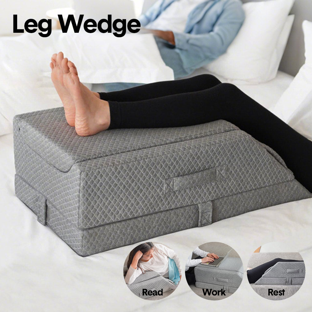 Leg Wedge Ergonomic Booster 3-Height Adjustable Memory Foam Leg Support Pillow with Washable Cover for Ankle Foot Rest Surgery Recovery and Pain Relief