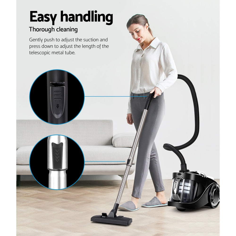 Bagless vacuum cleaner with floor head and swivel connector