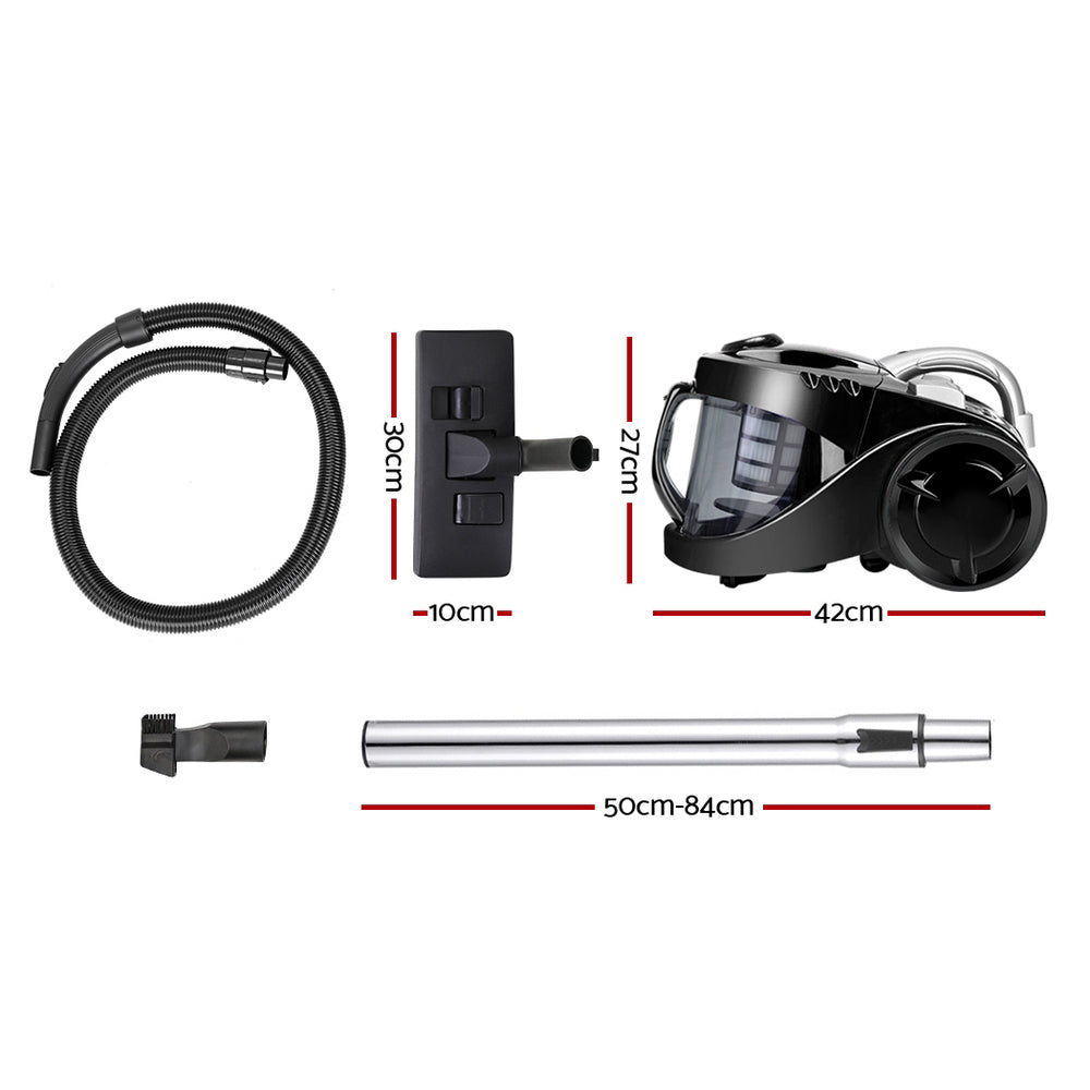 Bagless vacuum cleaner with roller head and vacuum connector
