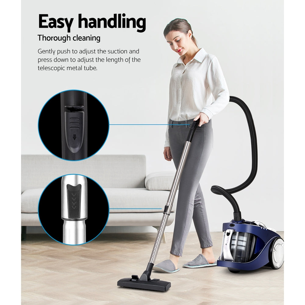 Vacuum cleaner bagless with roller head and vacuum connector