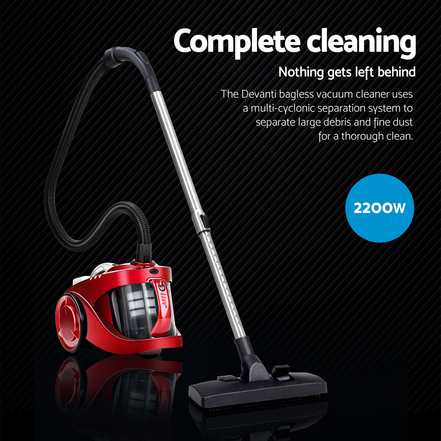Bagless Vacuum Cleaner Cyclonic 2200W with Hepa Filter Office Car Red