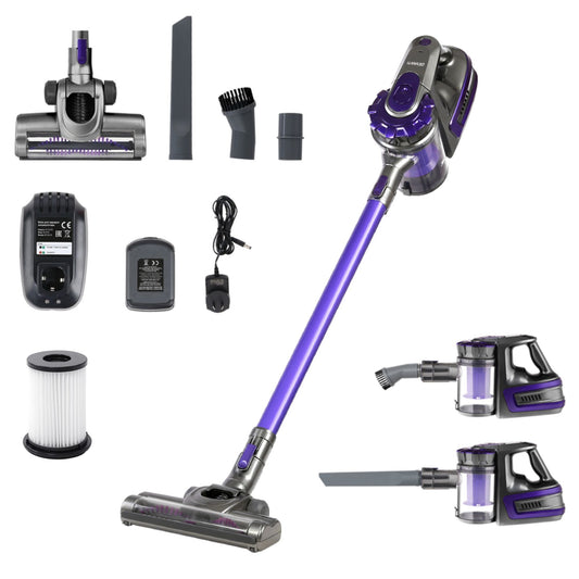 Cordless Handheld Stick Vacuum Cleaner, 150W, 2‑Speed, Purple/Grey