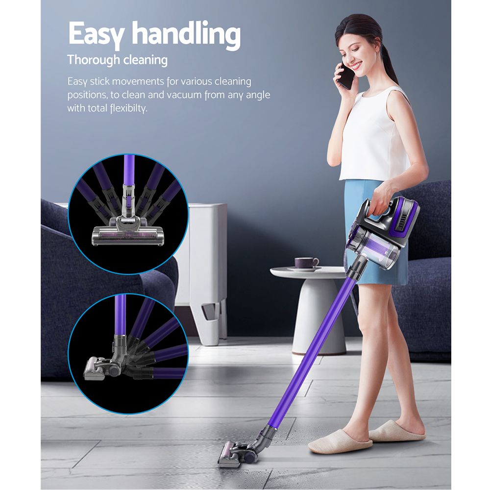 Cordless Handheld Stick Vacuum Cleaner, 150W, 2‑Speed, Purple/Grey