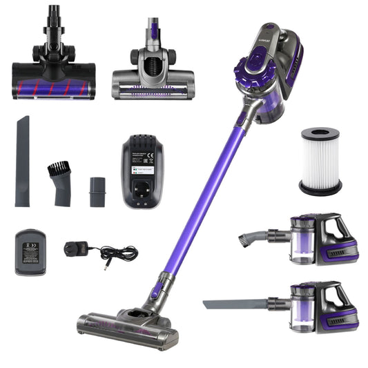 Cordless Handstick Vacuum Cleaner, 150W, 2‑Speed with Headlight, Purple