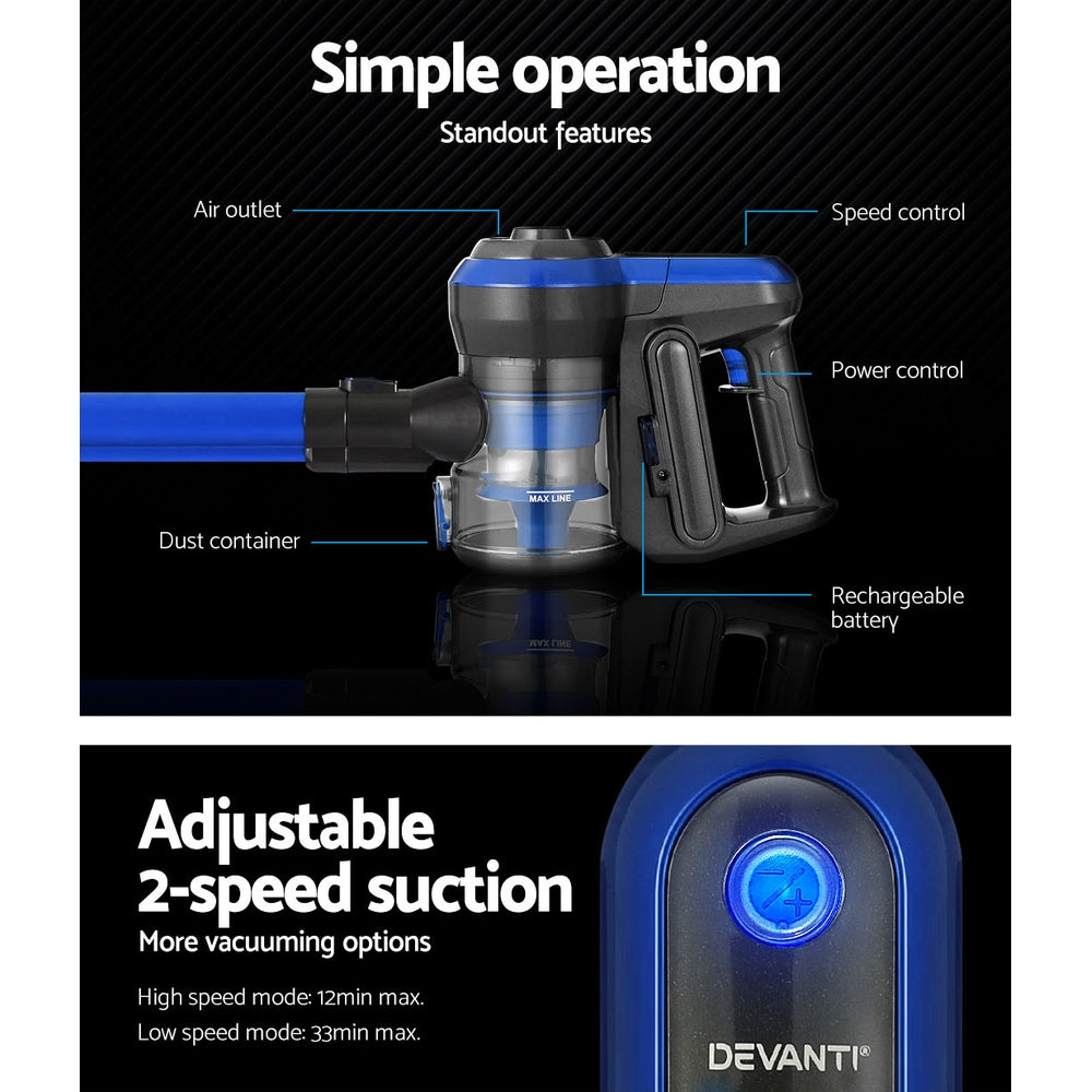 Handheld Vacuum Cleaner Brushless Cordless - 250W Blue