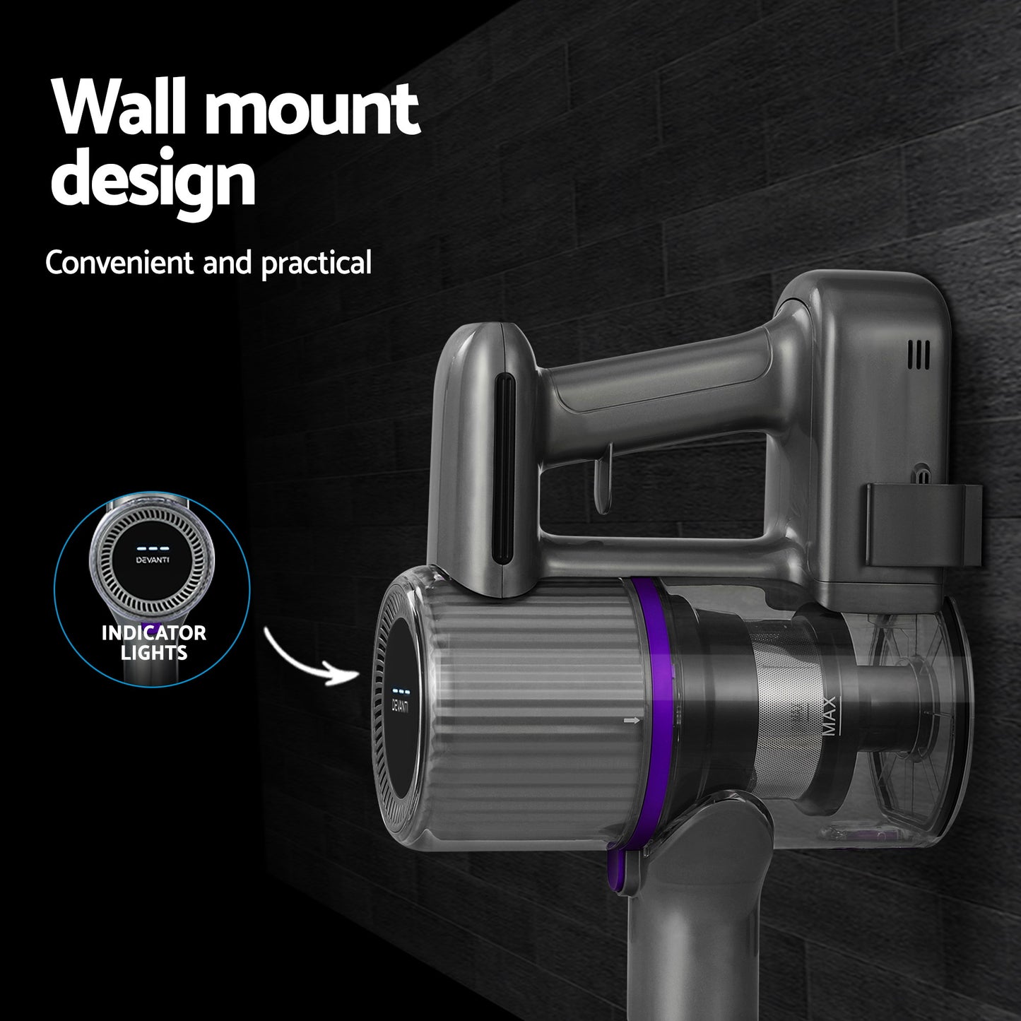 Handheld Vacuum Cleaner Bagless Cordless 120W - Purple