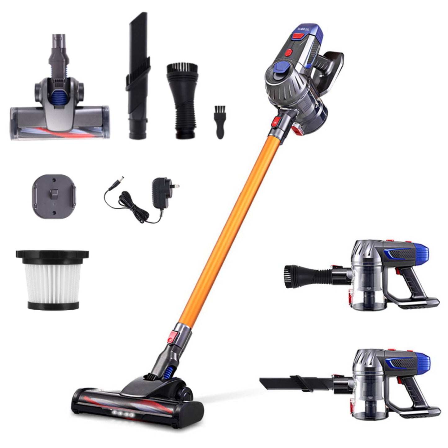 Handheld Vacuum Cleaner Cordless Stick Handstick Car Vac Bagless 2-Speed LED Headlight Gold