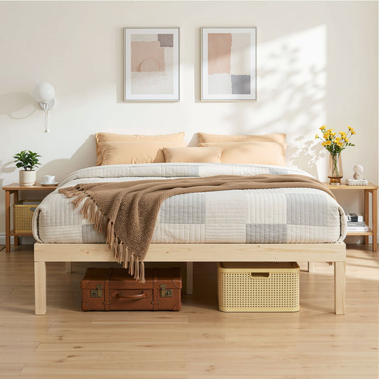 Bed Frame Double Size Wooden Base Mattress Platform Timber - Pine BRUNO