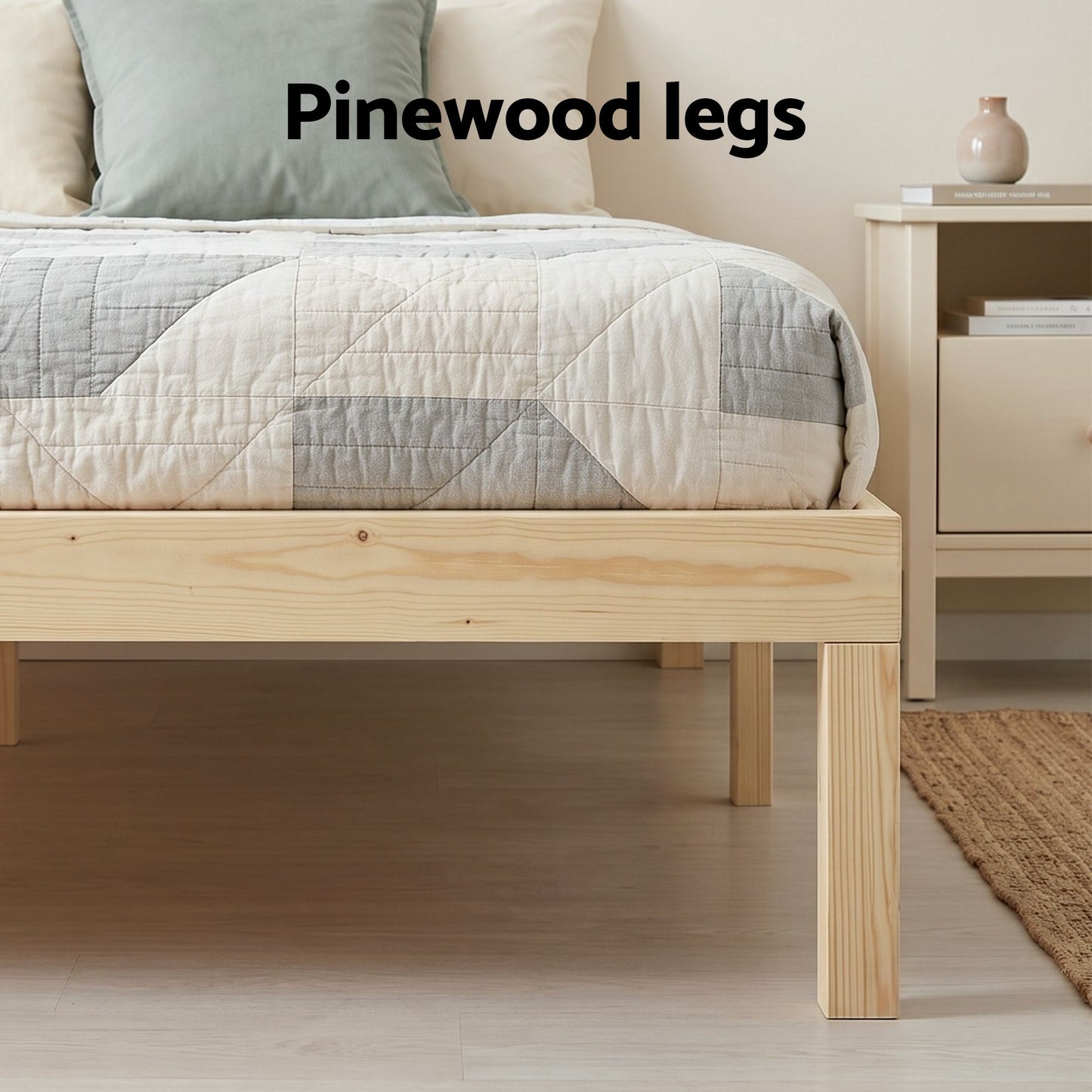 Bed Frame Double Size Wooden Base Mattress Platform Timber - Pine BRUNO