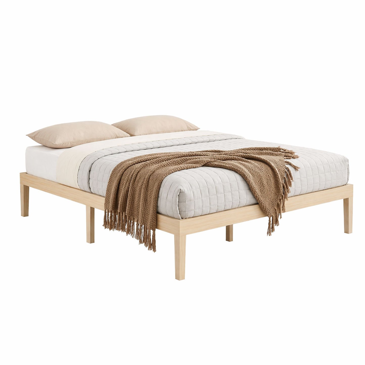 Bed Frame Double Size Wooden Base Mattress Platform Timber - Pine BRUNO