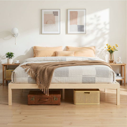 Bed Frame King Size Wooden Base Mattress Platform Timber - Pine BRUNO