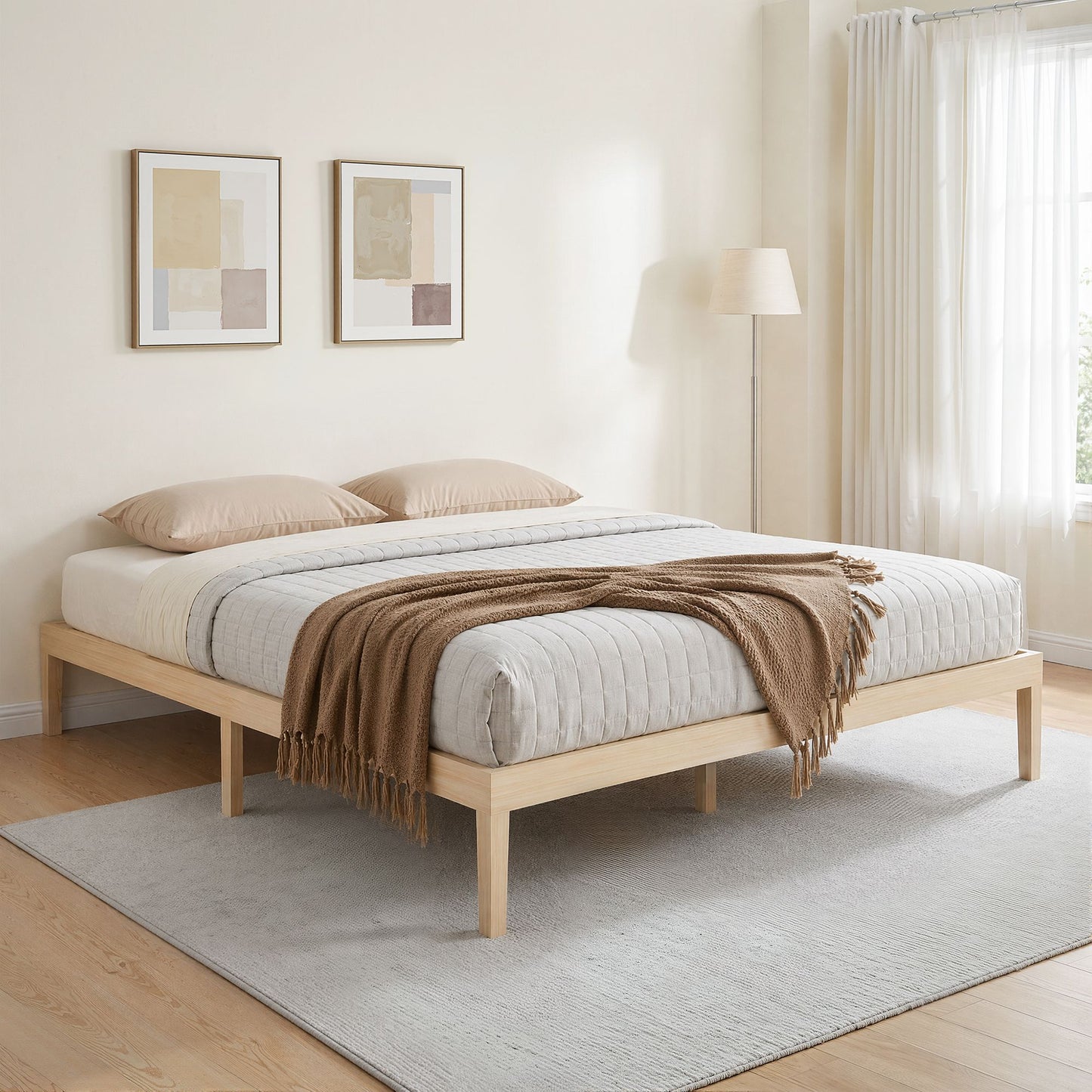 Bed Frame King Size Wooden Base Mattress Platform Timber - Pine BRUNO