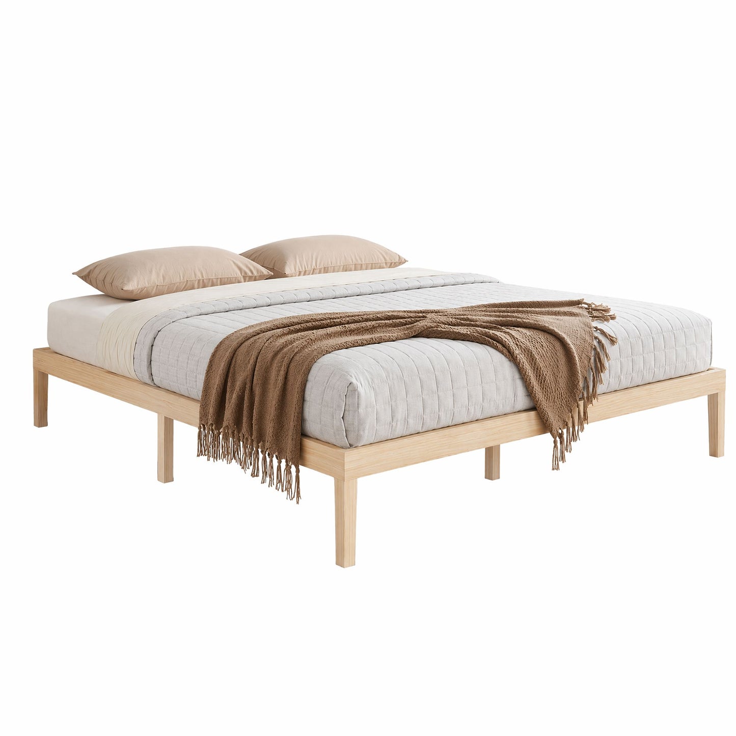 Bed Frame King Size Wooden Base Mattress Platform Timber - Pine BRUNO