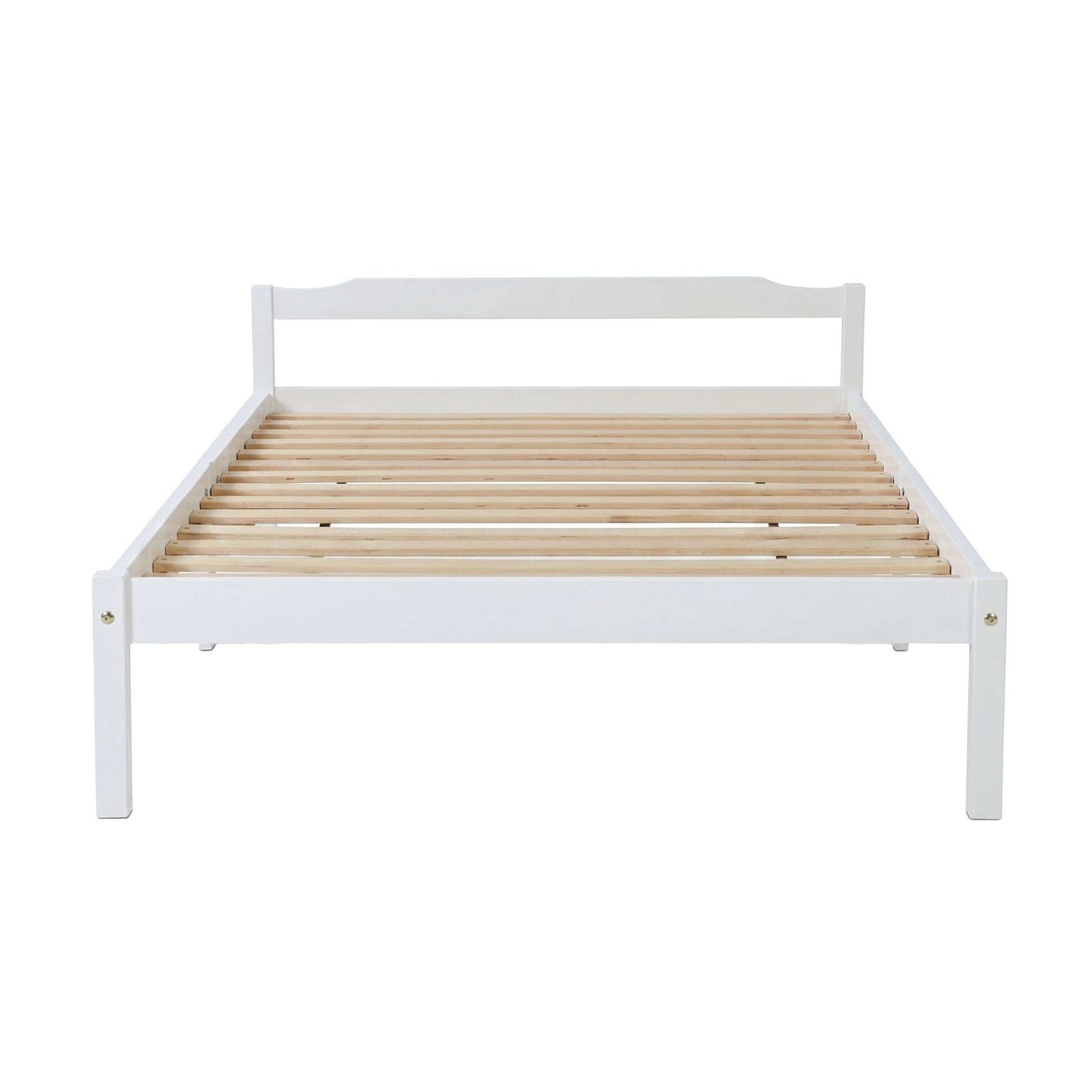 Wooden Bed Frame Double Mattress Base Timber Platform White 001d