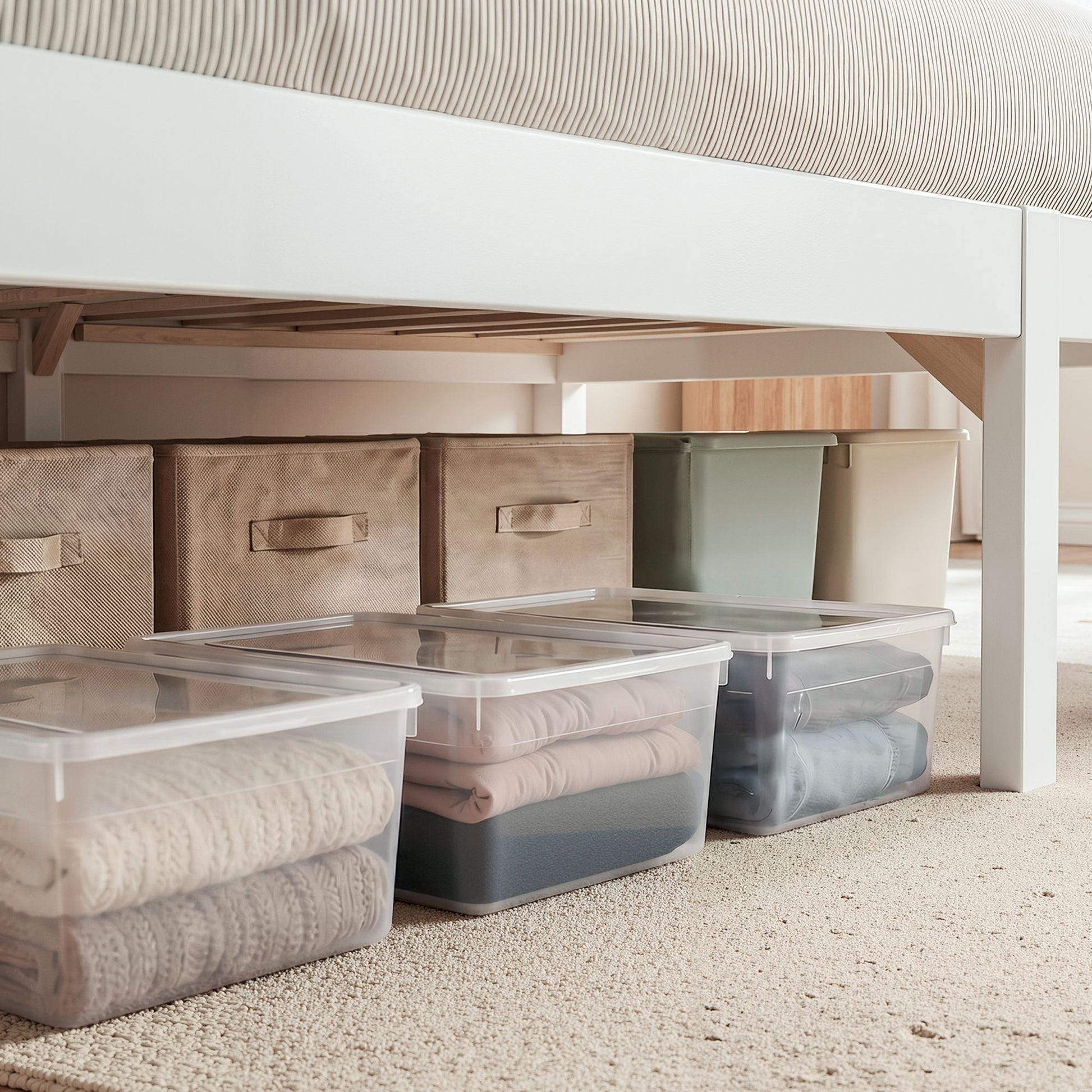 Bed Frame Double Full Size Mattress Platform White 001d