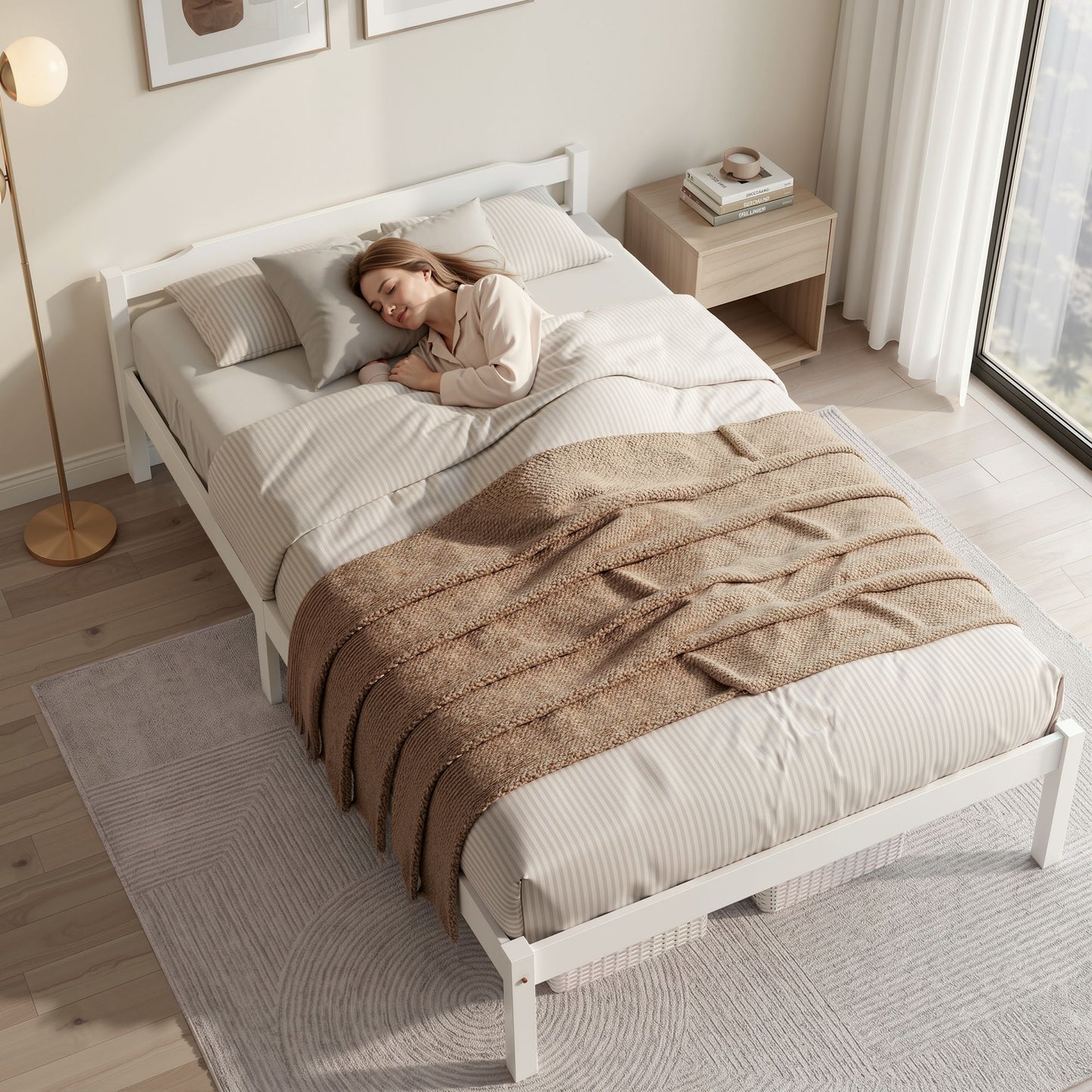 Wooden Bed Frame Double Full with Size Mattress Base Timber Platform