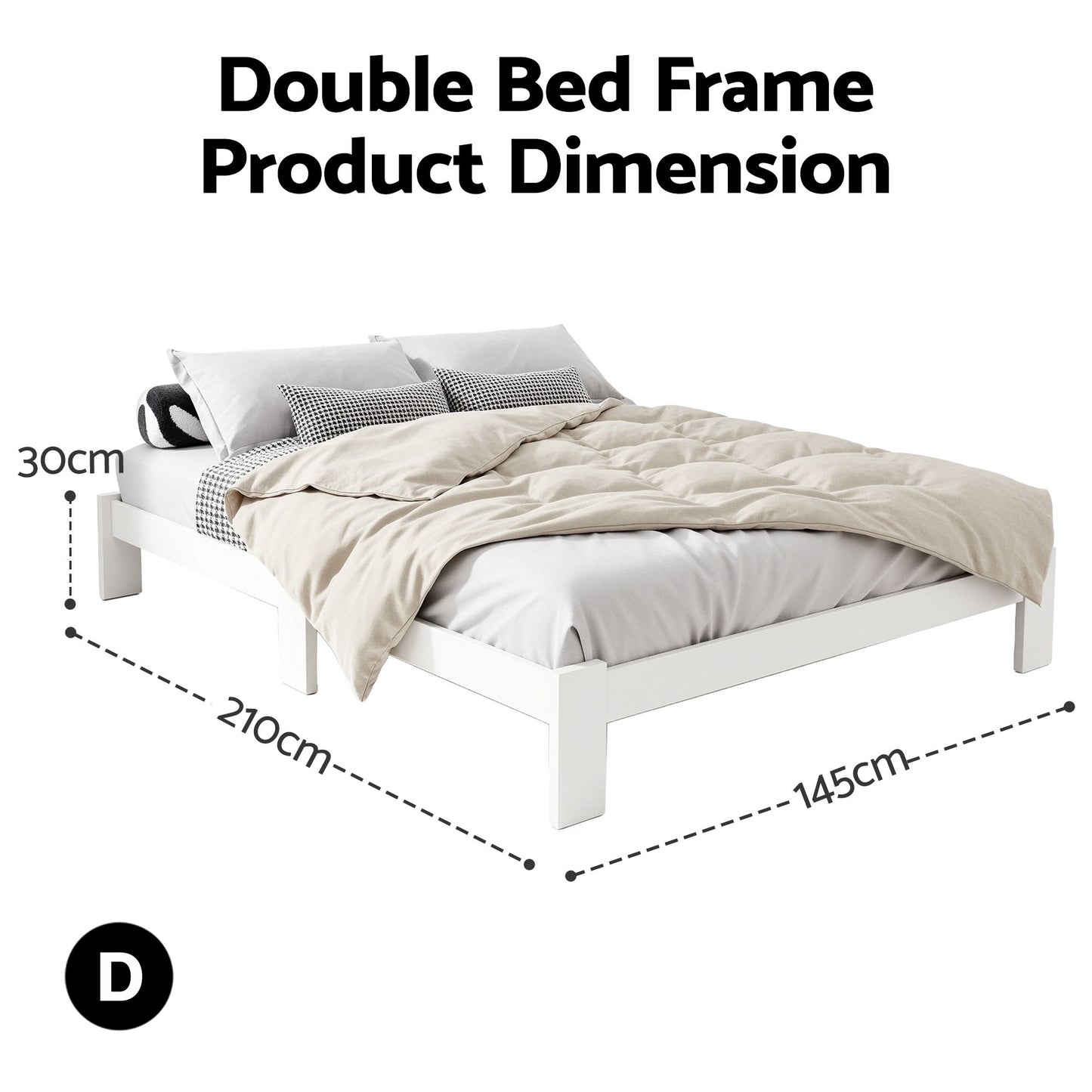 Bed Frame Double Size Wooden Bed Base Timber Foundation Mattress