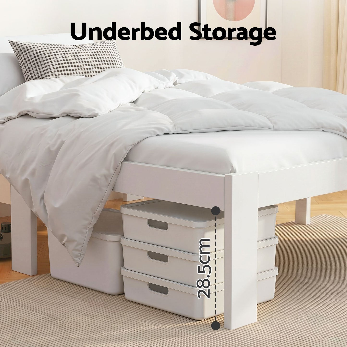 Bed Frame Double Size Wooden Bed Base Timber Foundation Mattress