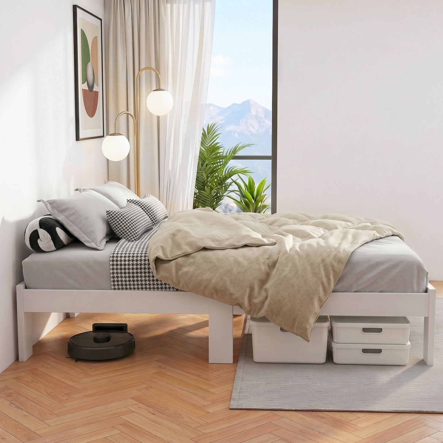 Wooden Bed Base Frame Size Timber Foundation Mattress Platform Queen
