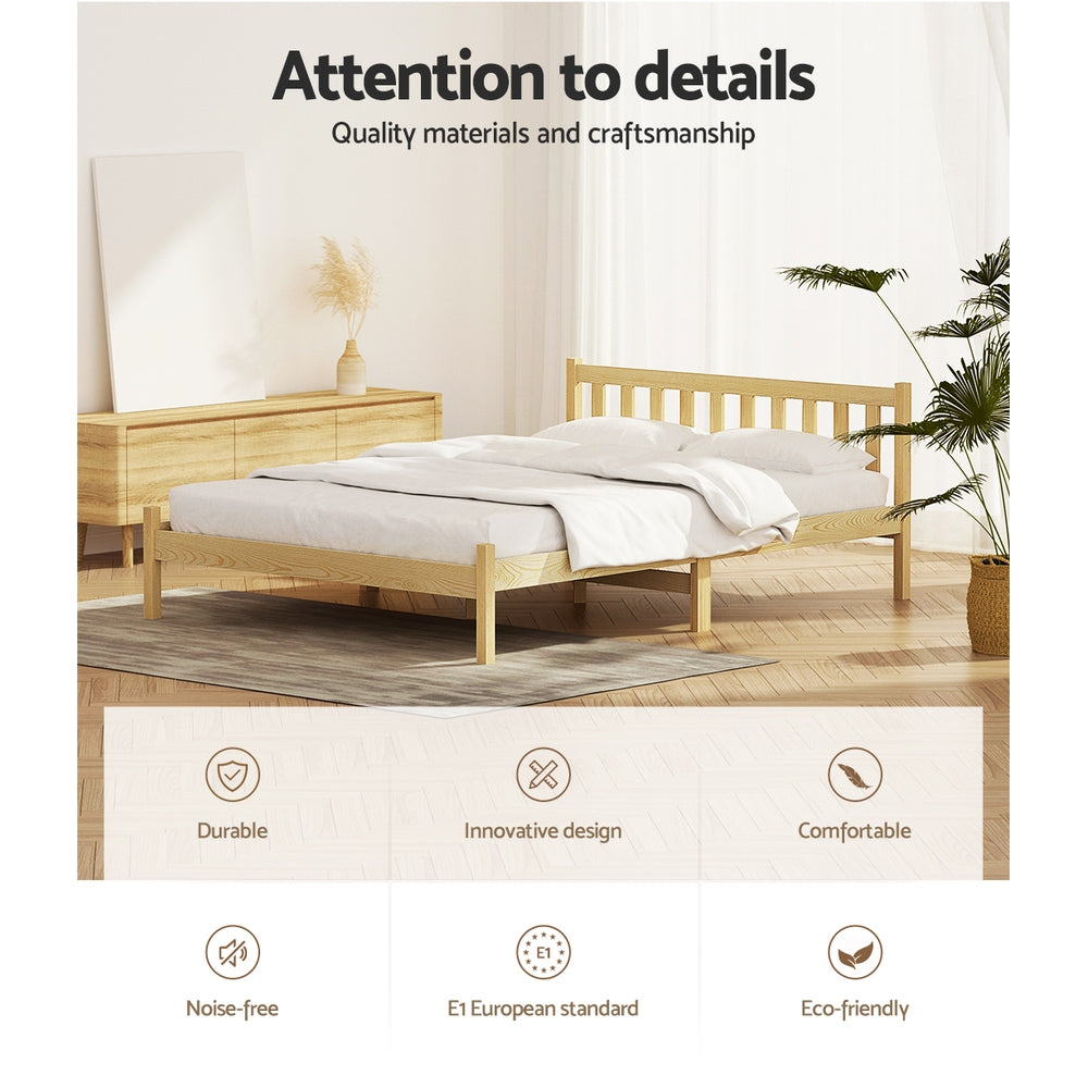 Bed Frame Double Size Wooden Oak SOFIE