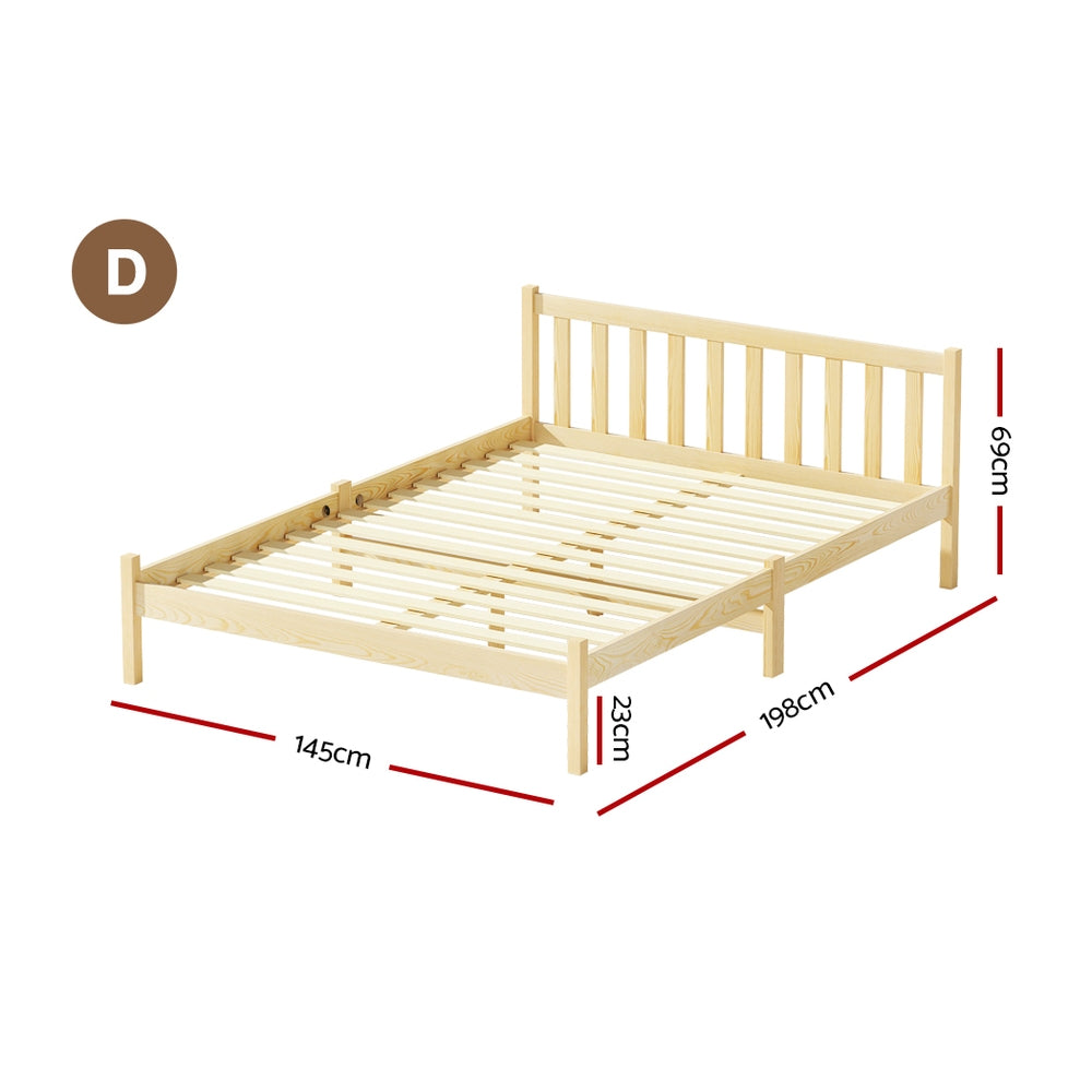 Bed Frame Double Size Wooden - Oak SOFIE