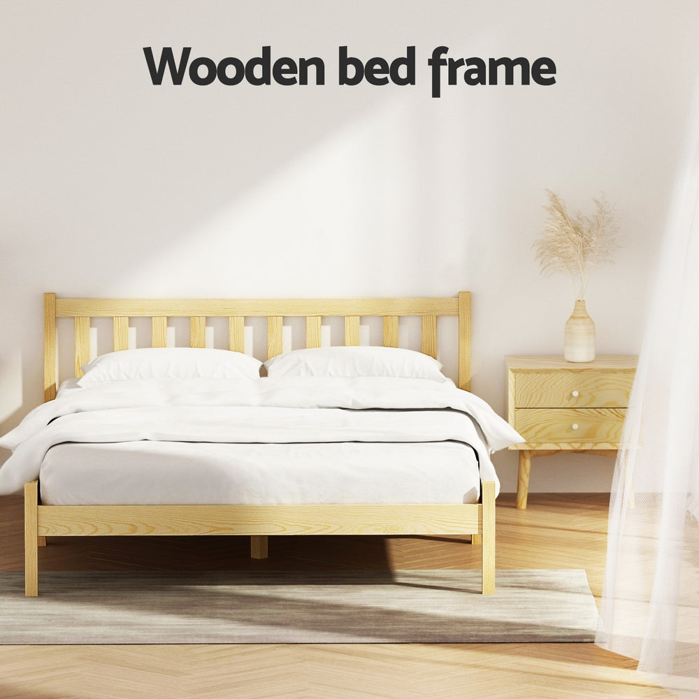 Bed Frame Double Size Wooden - Oak SOFIE