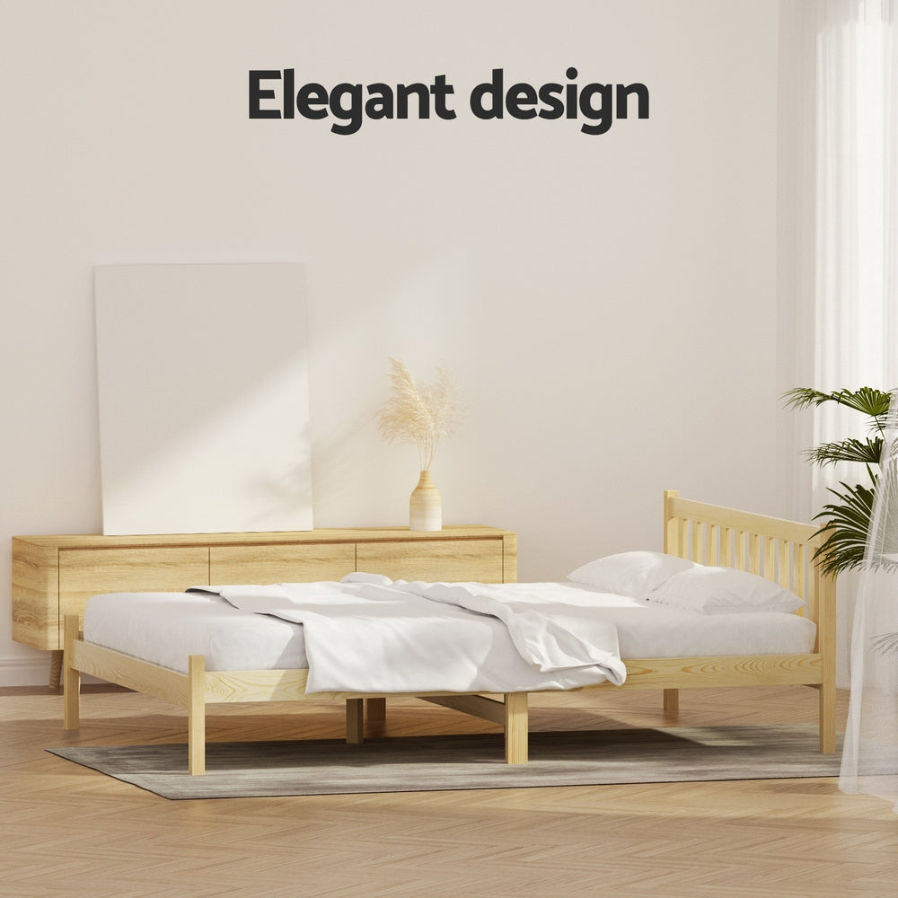 Bed Frame Double Size Wooden - Oak SOFIE