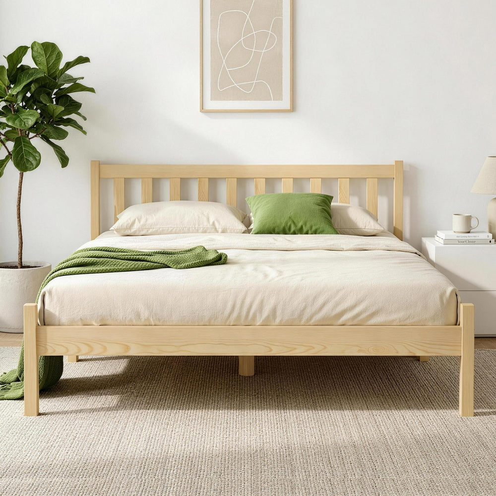 Bed Frame Double Size Wooden - Oak SOFIE