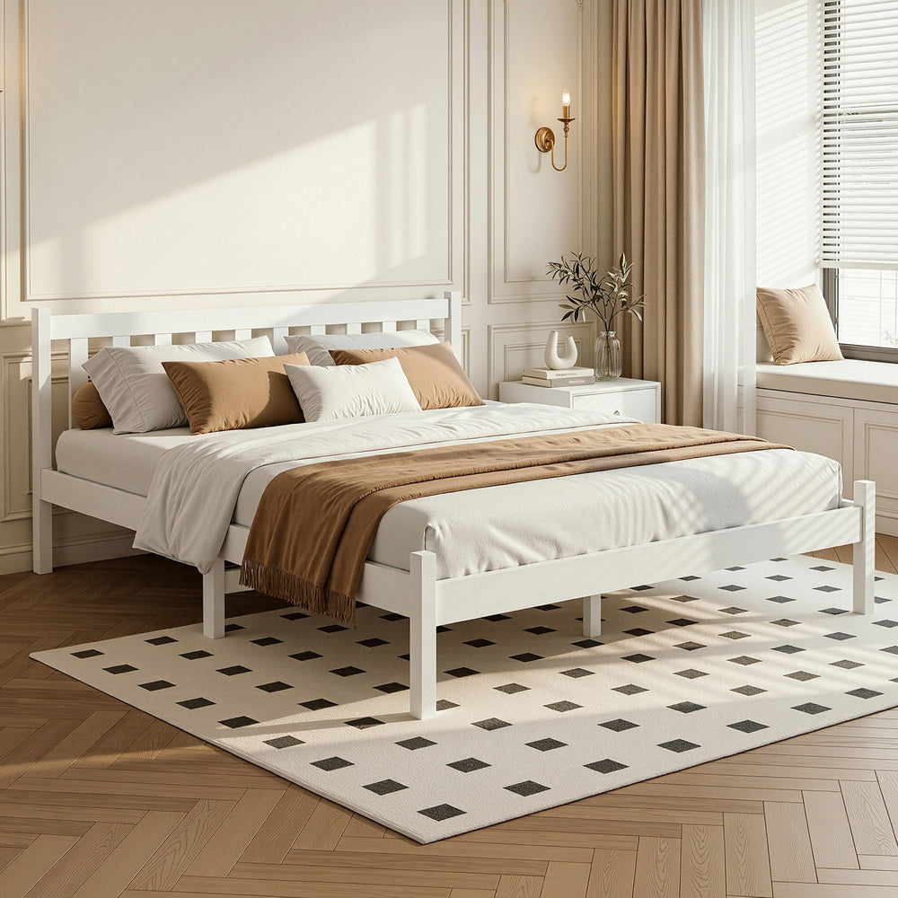 Double wooden bed frame