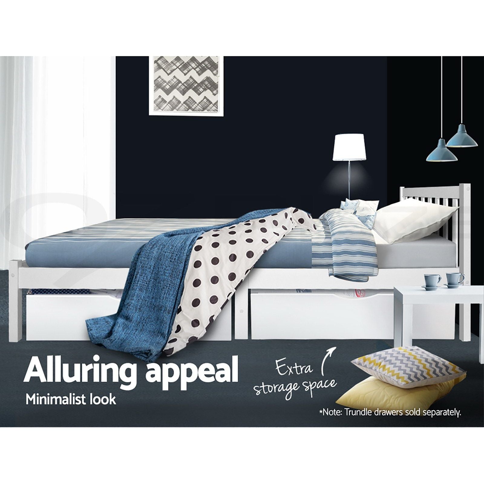Wooden White Sofie Bed Frame Queen Size