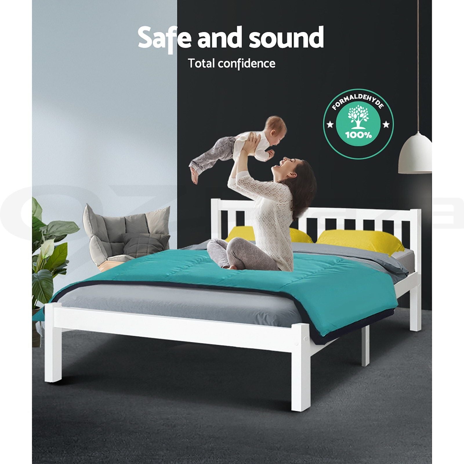 White Sofie Bed Frame Queen Size Wooden