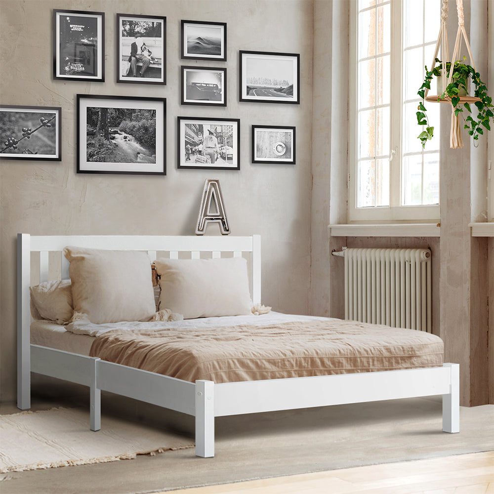 Bed Frame Queen Size Wooden White SOFIE