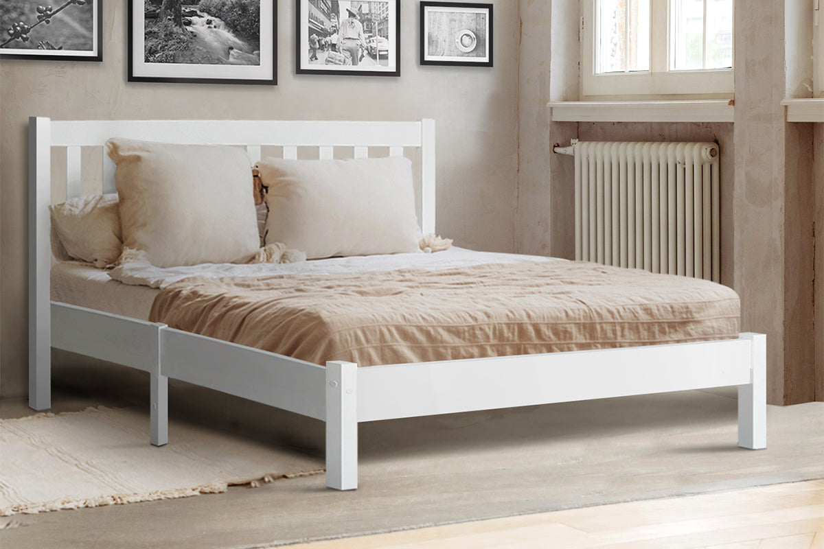 Bed Frame Queen Size Wooden White SOFIE