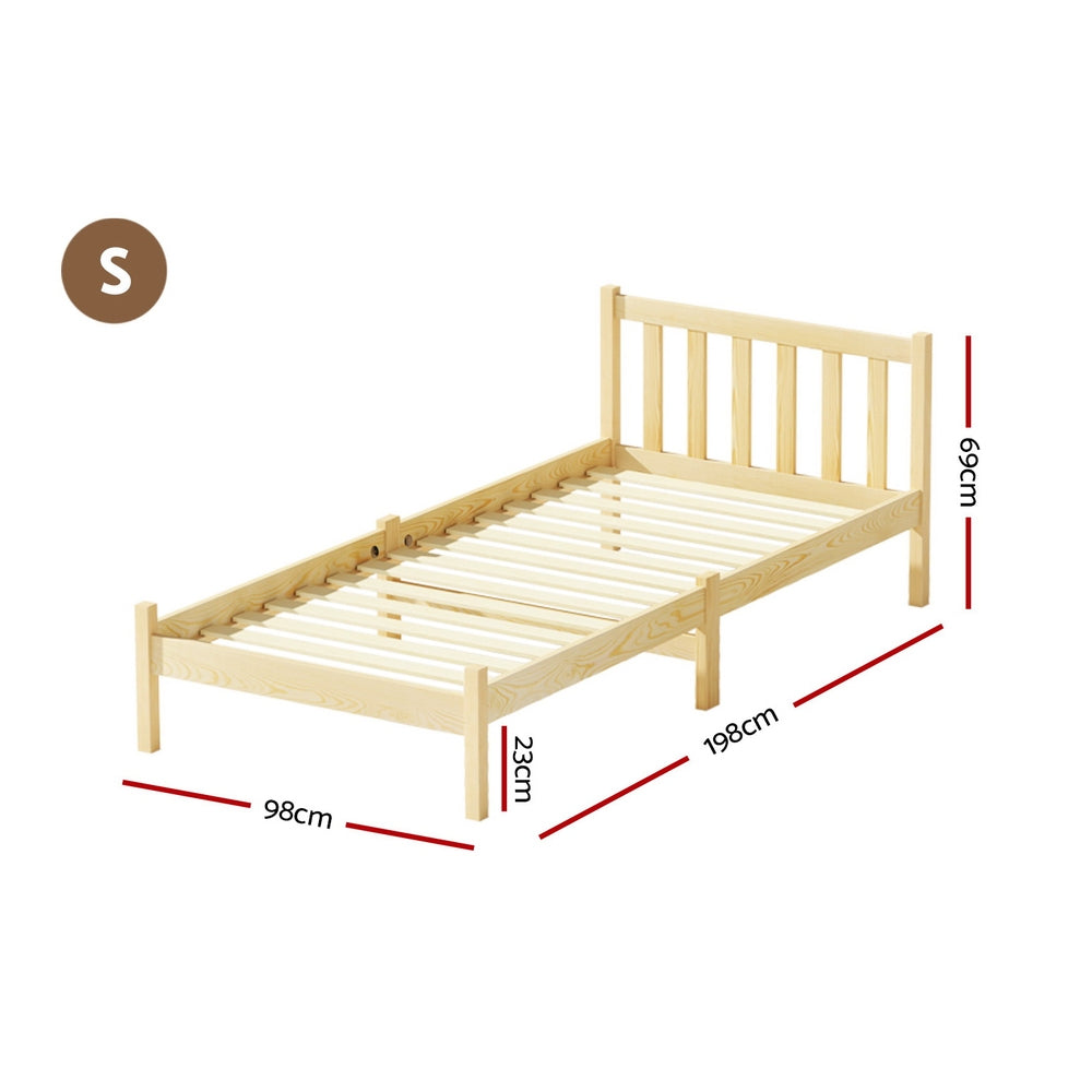 Bed Frame Single Size Wooden - Oak SOFIE