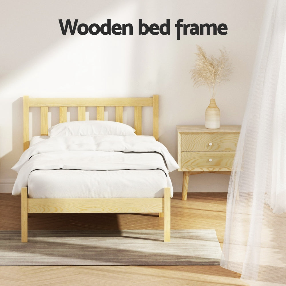 Bed Frame Single Size Wooden - Oak SOFIE