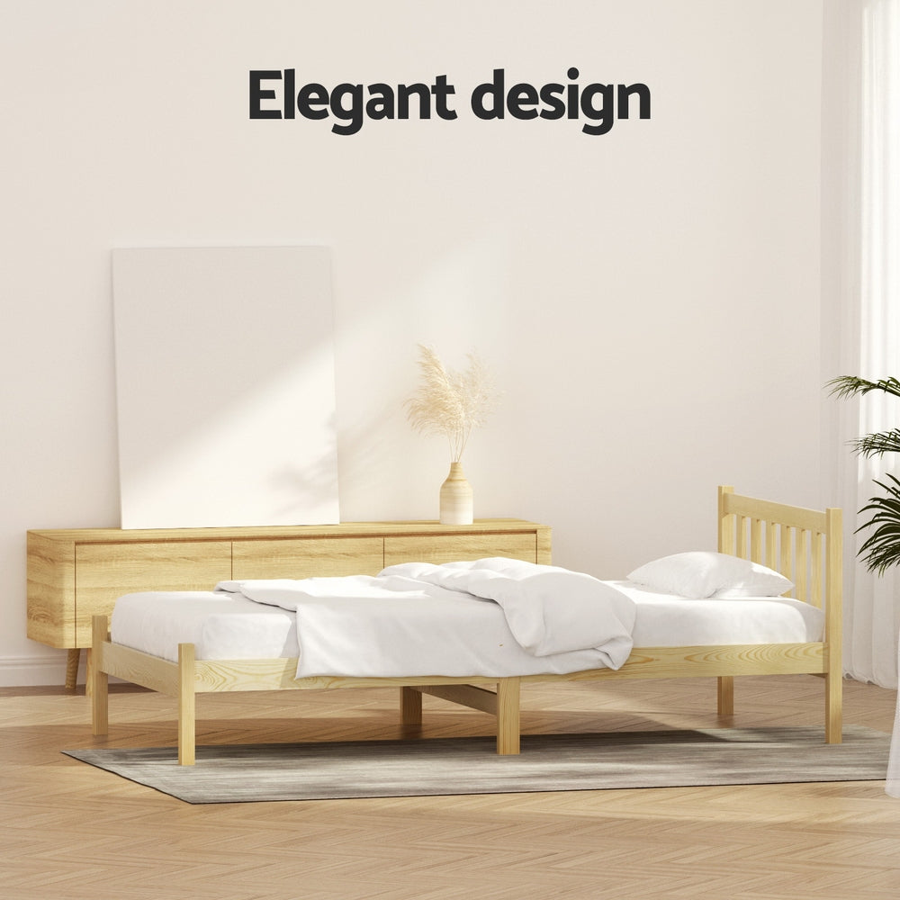 Bed Frame Single Size Wooden - Oak SOFIE