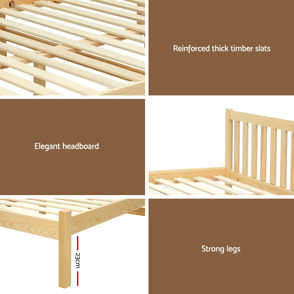 Bed Frame Single Size Wooden - Oak SOFIE