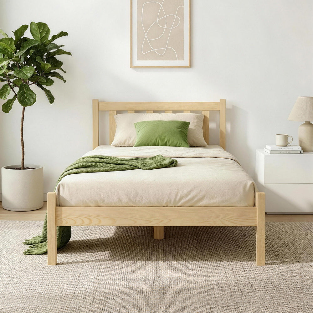 Bed Frame Single Size Wooden - Oak SOFIE