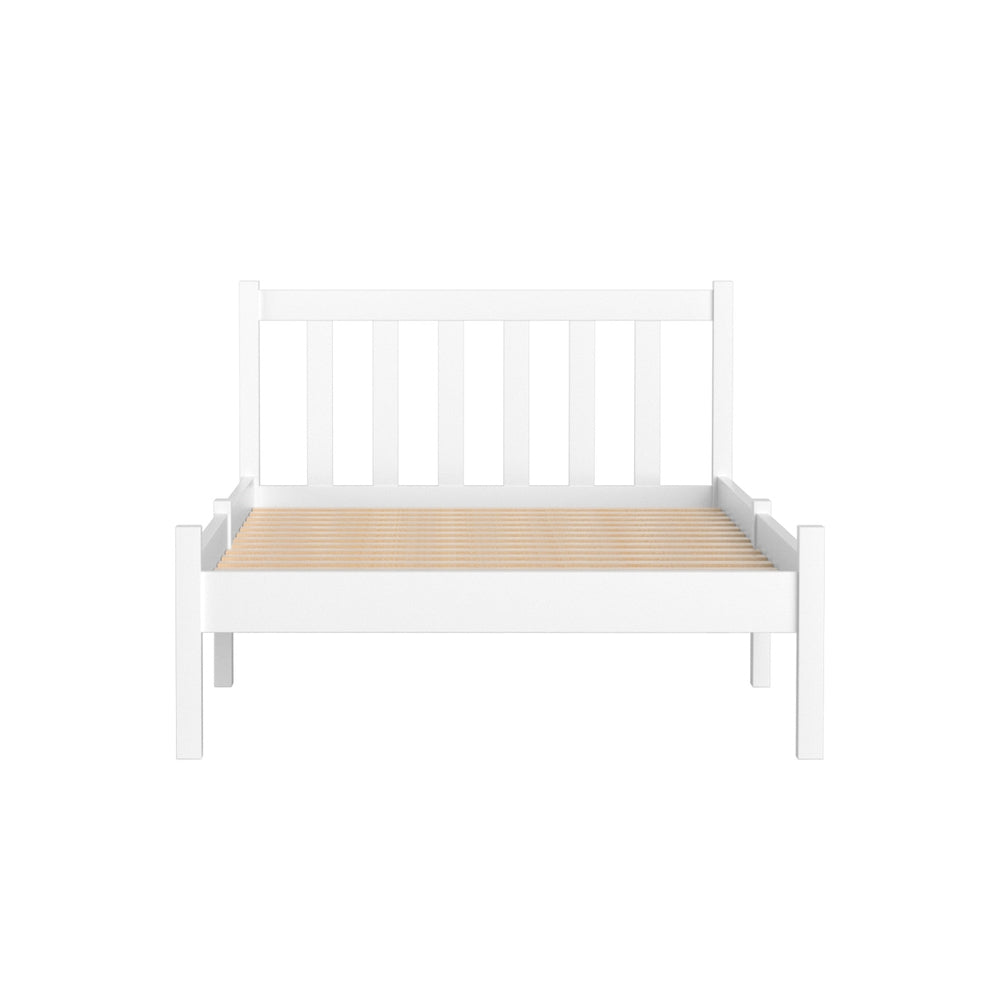 Bed frame with single size bedroom mattress support